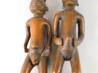 Tribal Art. A pair of early 20thC African fertility type figures - 4