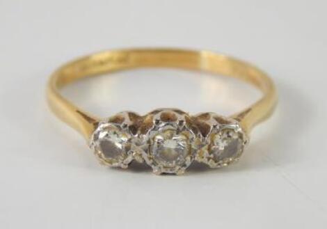 A diamond three stone ring