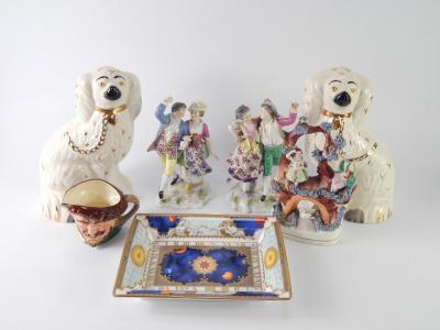 A pair of German late 19thC porcelain figure groups of dancing couples