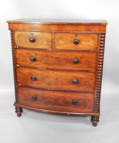 A Victorian mahogany bow fronted chest of drawers