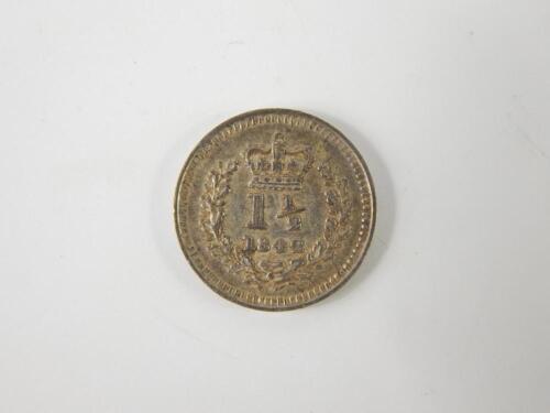 A Victorian 1 1/2 pence coin 1842.