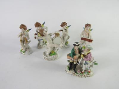 A set of five modern Capodimonte porcelain figures