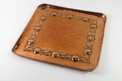 A Newlyn Arts & Crafts hammered copper tray