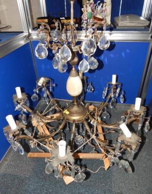 A 20thC eight branch brass chandelier