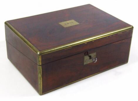 A 19thC rosewood and metal bound campaign writing box