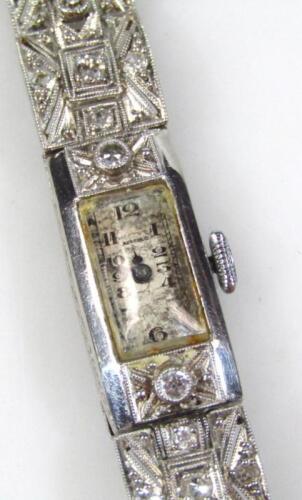 An Art Deco ladies platinum cocktail bracelet watch