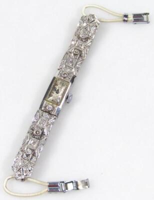 An Art Deco ladies platinum cocktail bracelet watch - 2