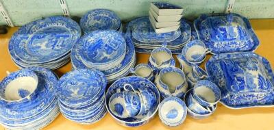 A large quantity of Copeland Spode blue Italian pattern tea and dinner ware