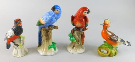 A collection of Continental porcelain birds