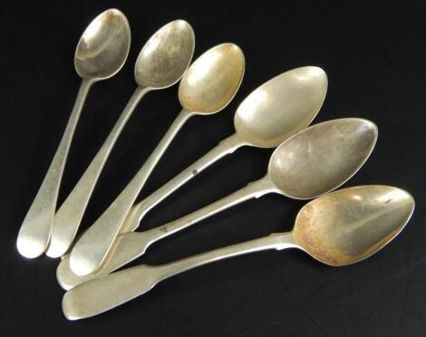 Six various 19thC silver teaspoons