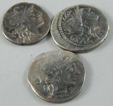 Three Roman Republic silver denarius