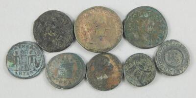 Eight Roman and Roman style coins