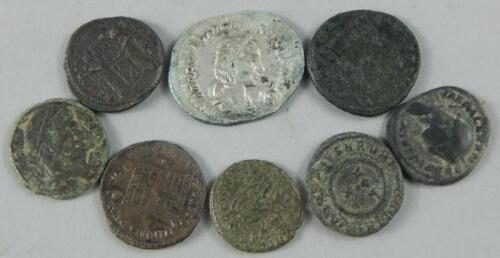 Eight Roman style coins