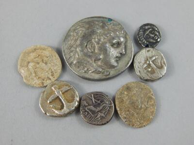 A collection of Greek white metal coins - 2