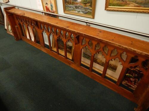 Two Victorian pitch pine pew prayer stands