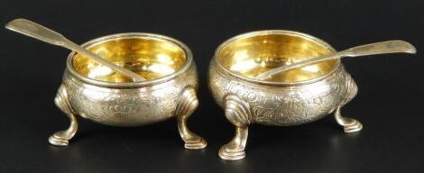 A matched pair of George III silver open salts