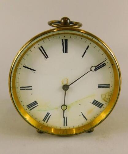 A late 19th/early 20thC French brass travelling timepiece