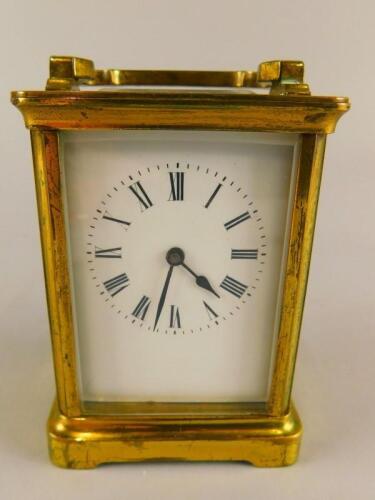 A 20thC French brass carriage timepiece