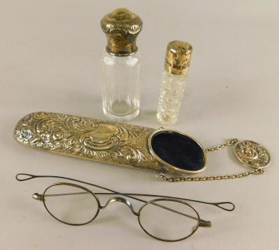 A Victorian silver plated embossed spectacles case