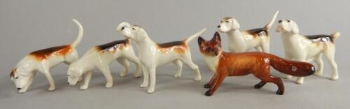 A collection of Beswick hunting animals