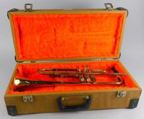 A cased Lafleur trumpet