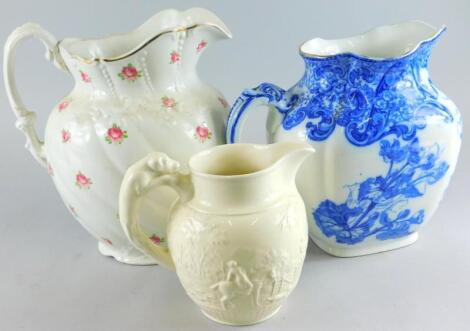 An early 20thC Warwick pattern of Burslem blue and white transfer printed jug