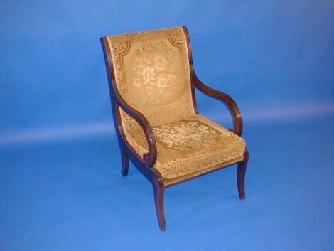 A Regency style upholstered open armchair