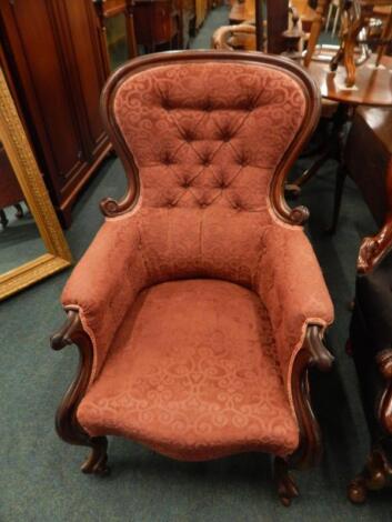 A Victorian mahogany show-frame armchair