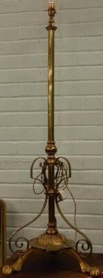 A late 19th/early 20thC adjustable brass standard lamp