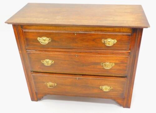 A Victorian walnut chest of three drawers