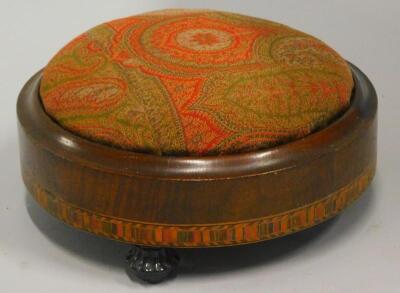 A Victorian walnut and parquetry footstool