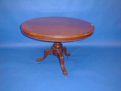 A Victorian mahogany breakfast table with circular tilt top