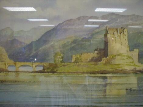 K.W. Burton. River and lake land scene with castle