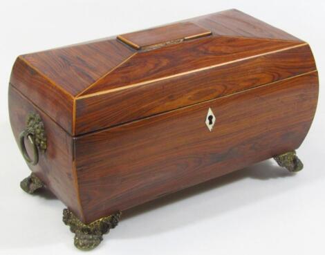 A Regency rosewood tea caddy