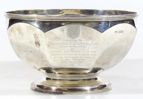 An Edwardian Grantham mayoral related silver bowl