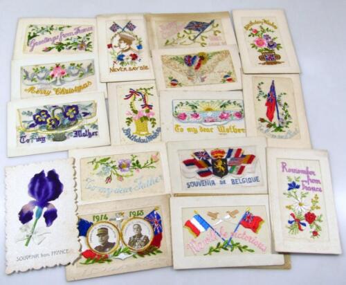 Various early 20thC and embroidered war postcards