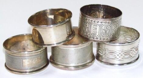 Various silver napkin rings