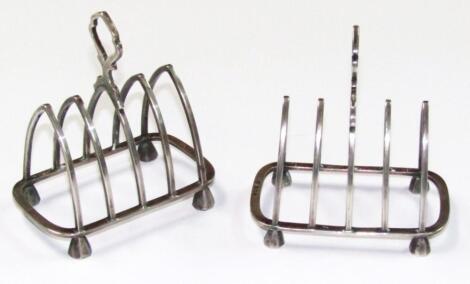 A pair of George VI silver toast racks