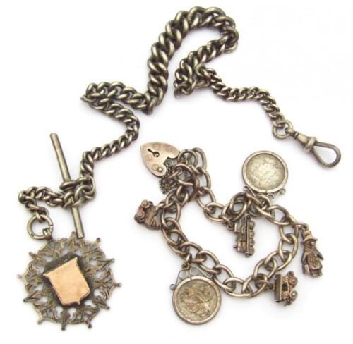 A graduated silver Albert watch chain