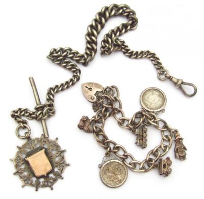 A graduated silver Albert watch chain