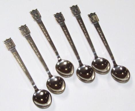 Six vintage Cesons Swedish Sverige sterling silver teaspoons