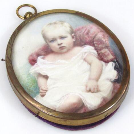 Early 20thC English School. Portrait miniature of an infant