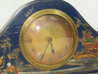 An early 20thC blue Japanned mantel clock - 2