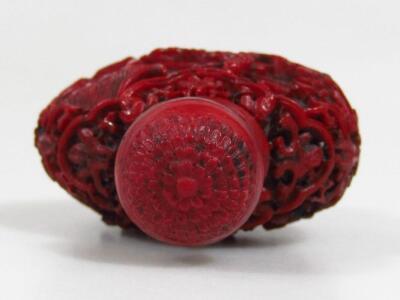 Two 18thC style cinnabar snuff bottles - 7