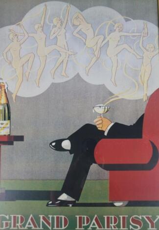 A mid 20thC Grand Parisy Art Deco champagne advertising poster