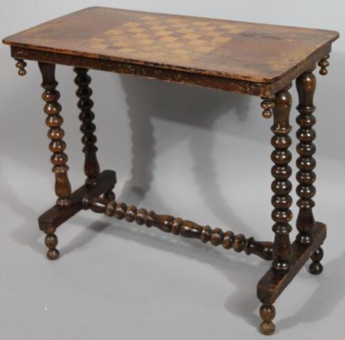 A 19thC mahogany and inlaid games table