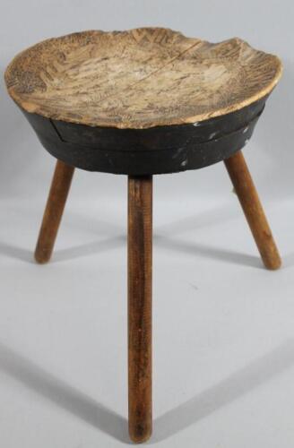 An early 20thC poker work stool
