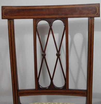 A pair of Sheraton revival mahogany and inlaid dining chairs - 2