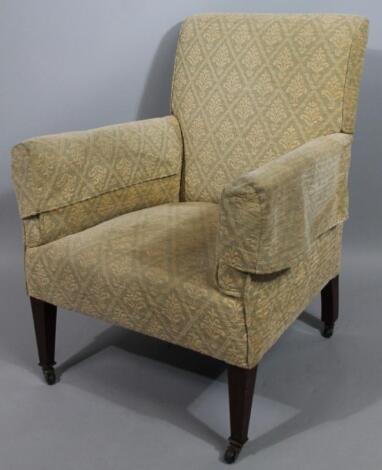 A late 19thC mahogany framed arm chair