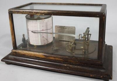 An early 20thC oak cased Sleaford barograph